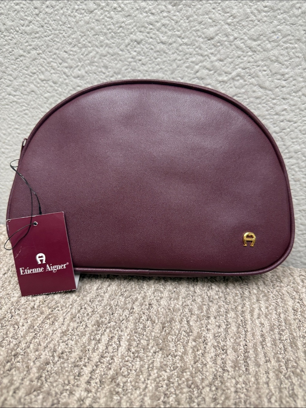 Etienne Aigner Burgundy Dome Cosmetic Case